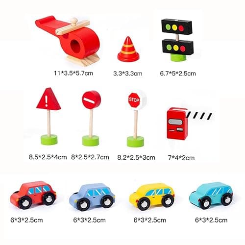 Wooden Toy Garage for Children 3+ Years with Cars Kids Car Ramp Parking 3 Level Car Park Gift Playset with Lift and Road Signs thumbnail 6