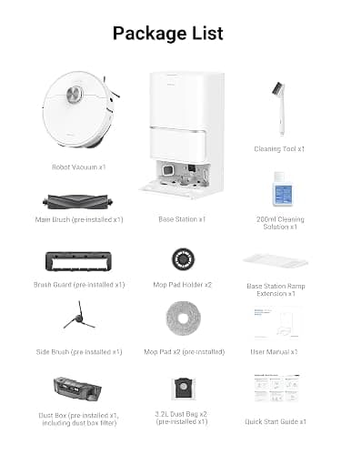 dreame L40 Ultra Robot Vacuum Self Emptying, 11,000Pa Suction Robot Vacuum and Mop Combo with Auto Cleaning Dock, 149℉ Mop Washing, SideBrush Extendable, Solution Auto Refill, Voice Control thumbnail 9