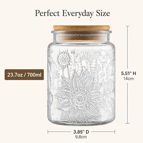 ANSQU 2 Pack Vintage Glass Storage Jars with Lids, 23.7oz Decorative Jars | Airtight Coffee Canisters, Glass Food Storage Containers for Tea Candy Sugar Cookie, Cute Jars thumbnail 3