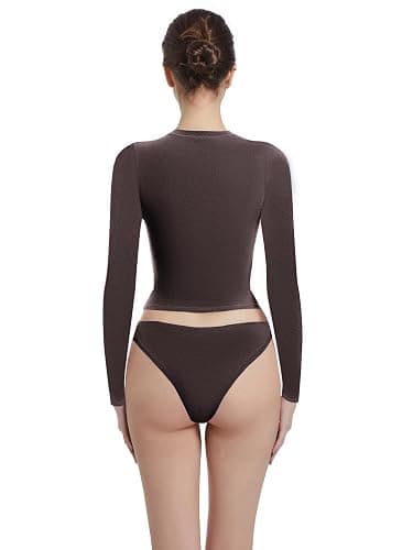 Abonlen Long Sleeve Shirts for Women Crewneck Basic Tees T Shirts Fitted Crop Tops Y2k Going Out Tops thumbnail 3