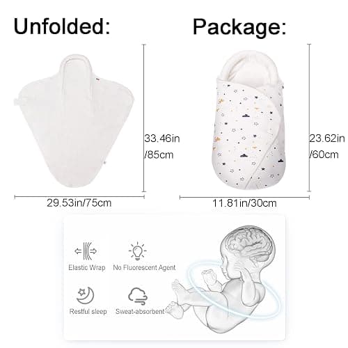 Asnewkit Swaddle Blanket for Newborns,Newborn Sleeping Bag 0-3 months 100% Organic Cotton Baby Swaddles,Baby Wrap Blanket,Swaddles for Newborn (White) thumbnail 2