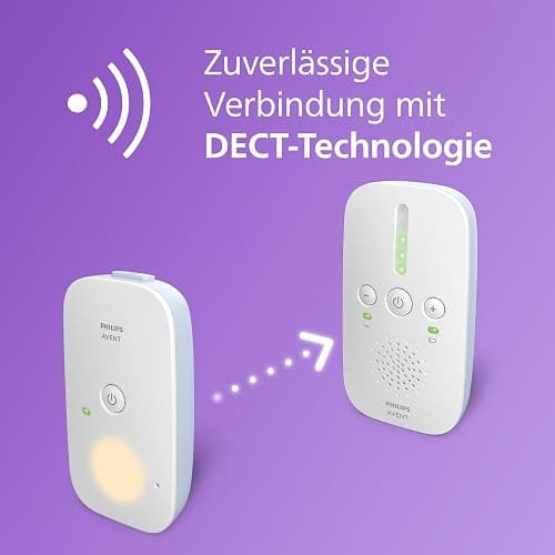 Philips AVENT DECT-Audio-Babyphone, Gegensprechfunktion, störungsfrei, 330 Meter Reichweite, 24 Stunden Akkulaufzeit, Smart ECO-Modus, Nachtlicht, SCD503/26 thumbnail 2