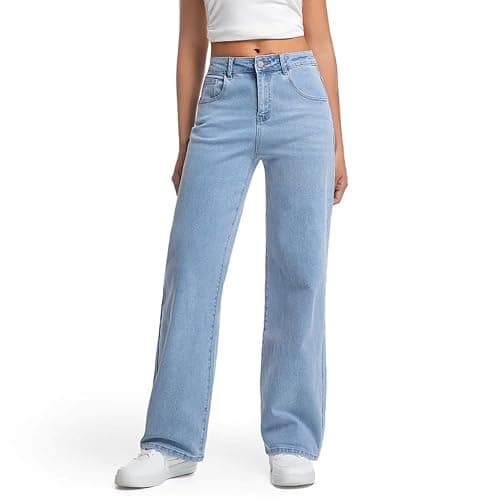 Mars power Straight Leg Jeans for Women,High Waisted Wide Leg Loose Stretchy Boyfriend Denim Pants Baggy Jeans for Women thumbnail 3