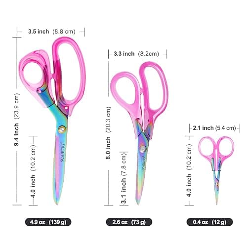 SCAIKTIG Acrylic Scissors Set, Office Scissors for Desk Heavy Duty, Pink Clear Comfort-Grip Handles and Titanium Coated Blades, Sharp Scissors all Purpose for Sewing, Art, Craft, School, Home Supplies thumbnail 3