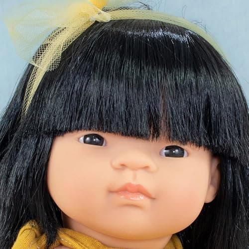 Miniland Baby Doll Asian Girl 38cm. Made in Spain with vanilla scent. Anatomically correct. My Friends & Me collection thumbnail 3