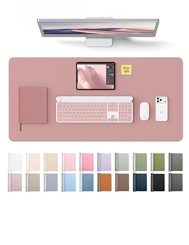 YSAGi Leather Desk Protector, Office Mat, Large Mouse Mat, Non-Slip PU Leather Blotter, Laptop Desk, Waterproof Writing Pad for Office and Home (Pale Mauve, 35.4" x 17") - Image 1