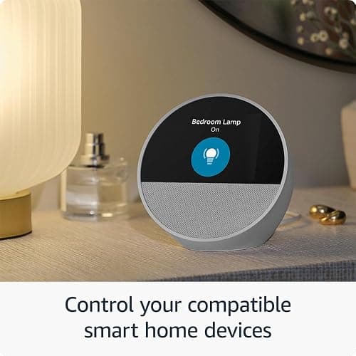 Amazon Echo Spot (newest model), Great for nightstands, offices and kitchens, Smart alarm clock with Alexa, Glacier White - Glacier White - Device only thumbnail 5