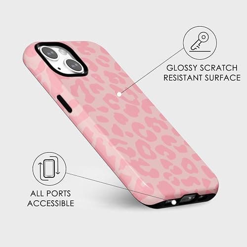 Svanove Cheetah Print Phone Case for iPhone 13/ iPhone 14 Case Girly, Cute Leopard Case for Women, Luxury Trendy Retro Cool Animal Print Design, Aesthetic Pattern Y2k Hard Shell Plastic Cover, Pink thumbnail 4