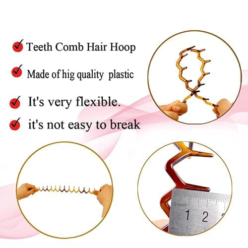 KALIYOTO Zig Zag Headbands, Recycled Plastic Wavy Hair Band with Teeth, Headbands for Women and Men, Classic 90s Hair Accessories, (1 Black Color+1 Brown) thumbnail 6