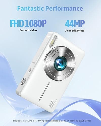 Digital Camera, Kids Camera FHD 1080P Point and Shoot Camera with 16X Zoom Anti Shake, Small Compact Camera for Teen Starter Children Kid Student Girl Boy(Pearl White) thumbnail 2