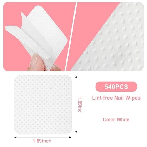Nail Polish Remover, Lint Free Nail Wipes 540PCS Acetone Nail Polish Remover Wipes, Super Absorbent Soft Nail Wipes for Fingernail Polish Remover and Eyelash Extension Wipes(Dry Pads) thumbnail 5