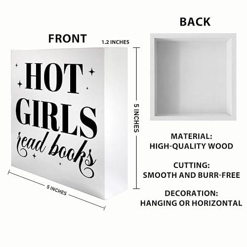 Book Lover Nerd Bookworm Reader Bookish Wooden Box Sign Decor for Home Room Office Bookshelf Desk Decorations, Reader Book Nerd Lover Bookworm Bookish Gifts for Librarian Women, Hot Girls thumbnail 3