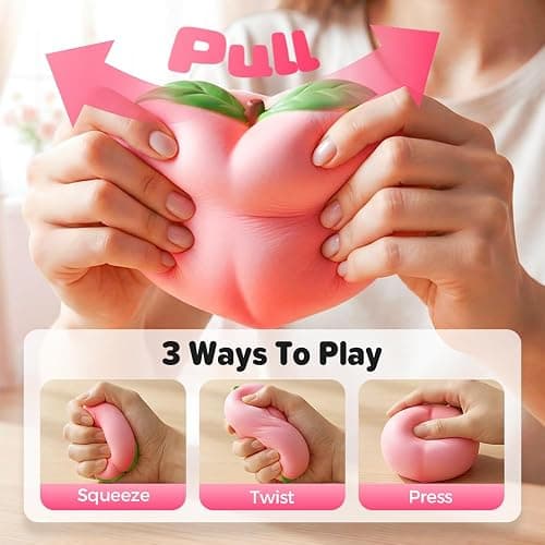 Peach Squishy, 2026 New Soft Stress Relief Squeeze Charm, Kawaii Decor for Home & Office, Relaxing Sensory Fidget for Daily Use (Pink, 3 Pack) thumbnail 6