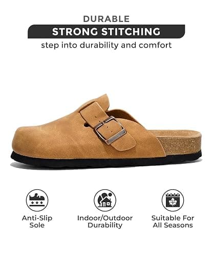 Project Cloud Genuine Leather Footbed Clogs for Women - Memory Foam Arch Support Slippers for Women - Trendy Slip-ons Women's Mules & Clogs Sandals (Benton) thumbnail 3