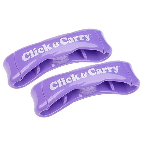 Click & Carry Grocery Bag Carrier Handle - Carry More in Fewer Trips, 100lb Capacity, Hands-Free, Gel-Padded Ergonomic Design, Shopping & Grocery Bag Holder - As Seen On Shark Tank, Purple, 2 Pack - Image 1