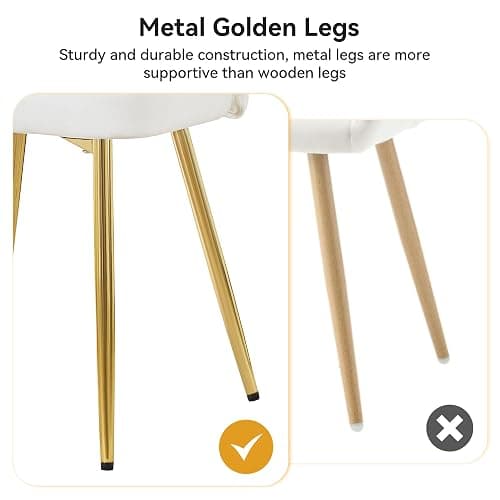 WUTUTUEE Velvet Vanity Chair, Modern Makeup Chair with Back Golden Legs, Small Cute Accent Chair for Vanity, Living Room, Bedroom, White thumbnail 5