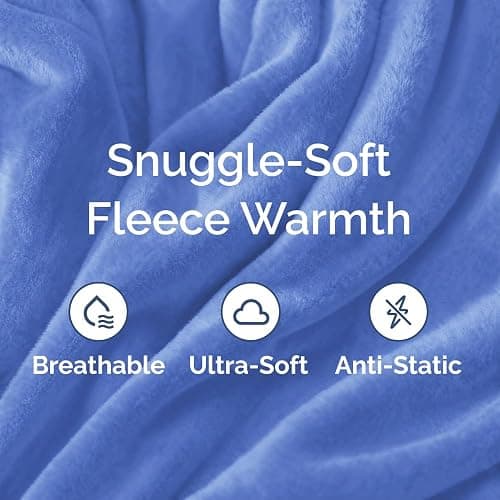 Fleece Blanket Throw XL - Ultra-Soft Flannel Fleece Blanket - Vista Blue | Soft, Warm, Outdoor Picnic Blanket for Camping, Travel, Lightweight, Cozy, Anti-Static, Home Decor Gifts for Men & Women thumbnail 3