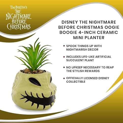 Disney The Nightmare Before Christmas Oogie Boogie 4-Inch Ceramic Mini Planter With Artificial Succulent thumbnail 8