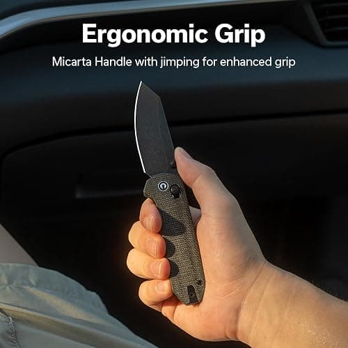 CIVIVI Yonder Small Pocket Knife for EDC, 2.88" 14C28N Blade, Dark Green | Micarta Handle, Crossbar Lock, Ambidextrous Carry, Zac Whitmore Design, Compact Folding Knife for Camping Hiking, C23073B-1 thumbnail 6