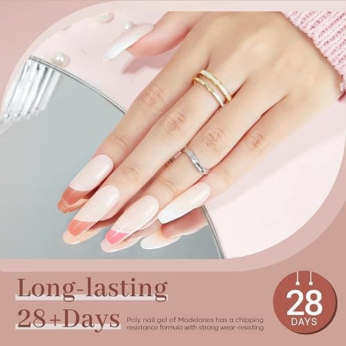 modelones Poly Nail Gel Set, 6 Colors Nude Pink Brown Daily Collection Poly Extension Gel Set Builder Manicure DIY Design Nail Art Home Salon Beauty Gift thumbnail 6