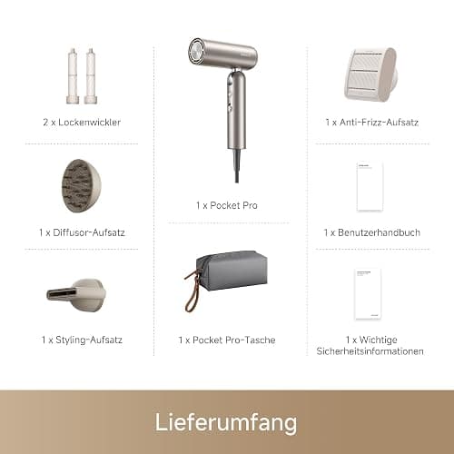 dreame Pocket Pro Hochgeschwindigkeits-Haartrockner, 3 klappbare Formen, 300 g, 110.000 U/min Motor, 300 Millionen negative Ionen/cm³, konstant 57 °C, 40s NTC-Trocknung, geräuscharm thumbnail 7