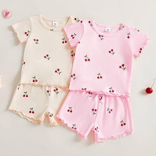 YINGISFITM Toddler Baby Girl Summer Clothes Daisy Dot Print Short Sleeve T Shirt + Shorts Sets Infant Cute Outfits thumbnail 8