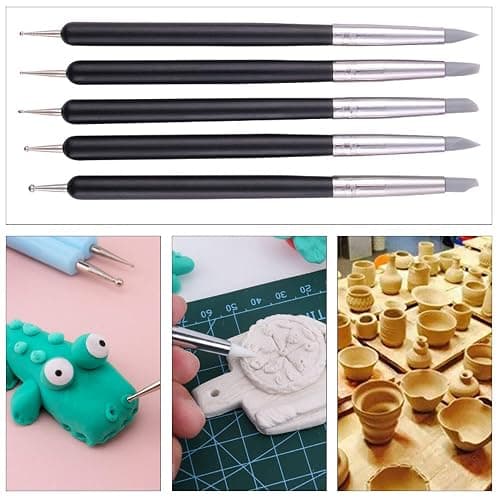 5 Pcs Silicone Nail Art Sculpture Pen with 1 Pcs Dual-Ended Poly Gel Brush Nail Dotting Tool Nail Art DIY Decoration Tool for Home Salon thumbnail 8