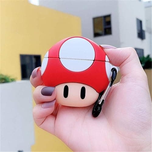 Coralogo Case for Airpods Pro 2019/Pro 2 Gen 2022 Cute,3D Animal Character Silicone Cartoon Kawaii Airpod Skin Fun Funny Cool Keychain Design Kids Teens Girls Boys Cover Cases Air pods Pro (Mushroom) thumbnail 4