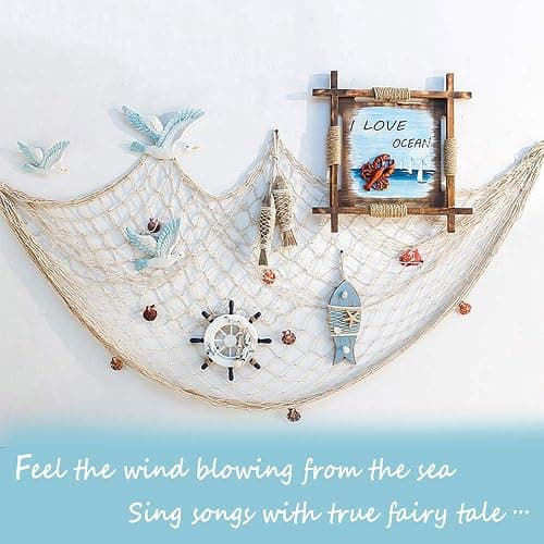 Natural Fishing Net Decor with Shells 79 Inch Beach Theme Decor for Party Home Bedroom Wall Hanging Fish Net Decorations thumbnail 4