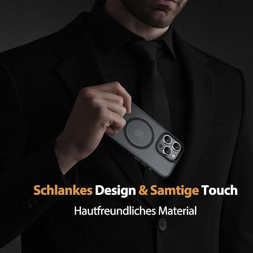 Miracase für iPhone 15 Pro Max Hülle für MagSafe [mit 2 Schutzglas] [TOP Militärschutz & Magnetkraft] Stoßfest Kratzfest mit Samtiger Haptik Handyhülle für iPhone 15 Pro Max 6,7 Zoll, Matt-Schwarz thumbnail 7