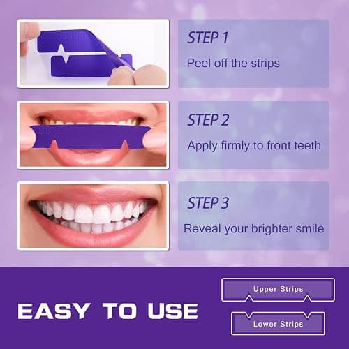 Purple Teeth Whitening Strip - Whitening for Teeth Sensitive, Professional Teeth Whitening Strips, Fast Remove Smoking, Coffee, Wine Stains, Teeth Whitening Kit Pack of 28 Non-Slip Strips thumbnail 6