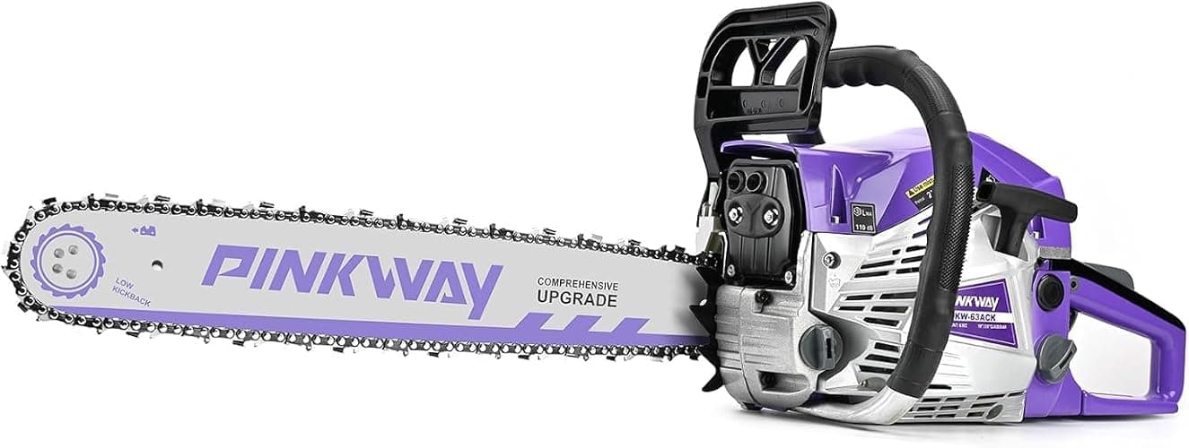 63cc Gas Chainsaws 20 Inch Bar Power Chain Saws, Gas Powered Chainsaw 2 Stroke Handed Petrol Gasoline Chain Saw for Cutting Wood Outdoor Garden Farm Home Use with Tool Kit(63ACK) - Image 1