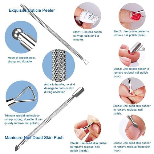 HIFAU Professional Cuticle Nippers Kit, Cuticle Trimmer with Cuticle Pusher & Other Durable Nail Care Manicure Kit for Women, Premium Stainless Steel & Ergonomic Design, Travel & Gift thumbnail 3