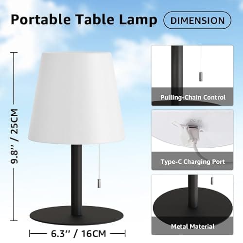 uuffoo Shower Lamp Waterproof 8 Colors, Shower Light Rechargeable Cordless Battery Operated, LED Outdoor Table Lamps Dimmable Portable for Indoor Outdoor Bathroom Home Patio (Black) thumbnail 8