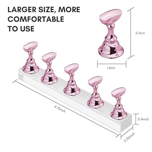 2 Sets Nail Stand Display - Magnetic Nail Tips Stand - Acrylic Nail Art Practice Stands - Acrylic Nail Display Stand,Nail Practice Holders,Nail Stands for Painting Nails for Homes&Salons (pink+silver) thumbnail 2