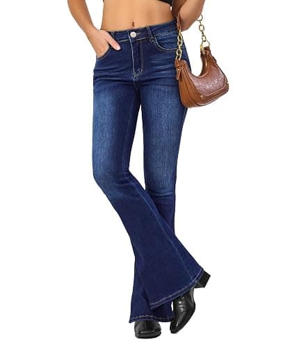 VIPONES Women's Flare Bell Bottom Jeans High Waisted Wide Leg Bootcut Jeans Stretchy Denim Pants thumbnail 2