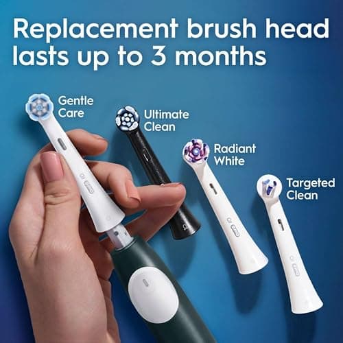 Oral-B Rechargeable Electric Toothbrush, iO2 Starter Kit, 3 Cleaning Modes, Automatic Pressure Sensor to Protect Gums, 2 Brush Heads, Forest Green thumbnail 8