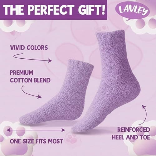 AmoraKiva Mothers Day Gifts for Mom Grandma Wife- Funny Cat Mom Fuzzy Slipper Socks thumbnail 6
