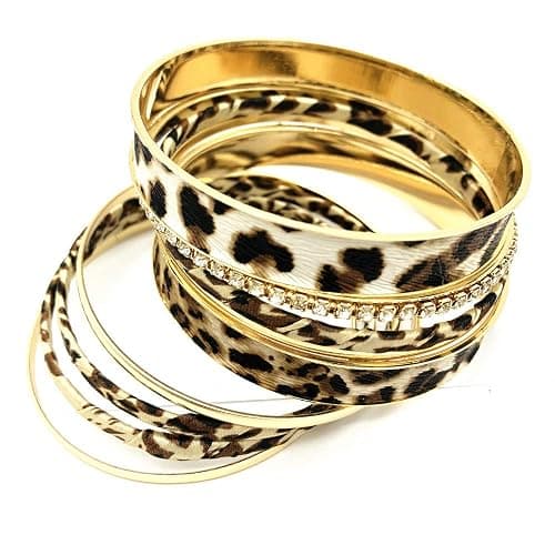 PUOSUO Leopard Bangle Bracelets for Women - Multi Layers Casual Bracelet for Women thumbnail 2