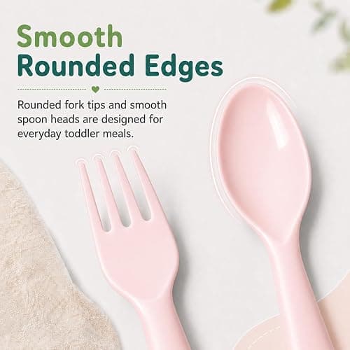 Muulaii 12 Pcs Kids Forks and Spoons, Plastic Kids Utensils Set, Pink | BPA free, Dishwasher Safe, PP Material, Brightly Colored, Easy to Grip, Sized for School Lunch Box, Fits from 2 Years Old thumbnail 5