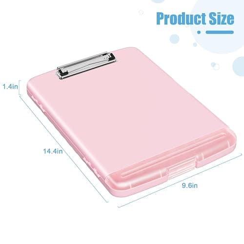 Hongri Clipboard with Storage with Pen Holder, Folder Nursing Clip Board 8.5 x 11 Foilo-Side Opening, High Capacity, Light Weight for Teachers, Classroom. Size 14 x 9.6 x 1.2 in(Pink) thumbnail 3