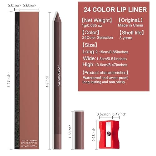 evpct 1Pcs Coconut Brown Matte Long Lasting Lip Liner Pencils Makeup for Shaping & Sculpting Lips, No Transfer Long Wear Waterproof Pigmented Lip Liner lipliners Crayon Lipstick Pencil Sharpener 06 - 1 Count (Pack of 1) - 1Pcs-B06# Coconut Brown thumbnail 6