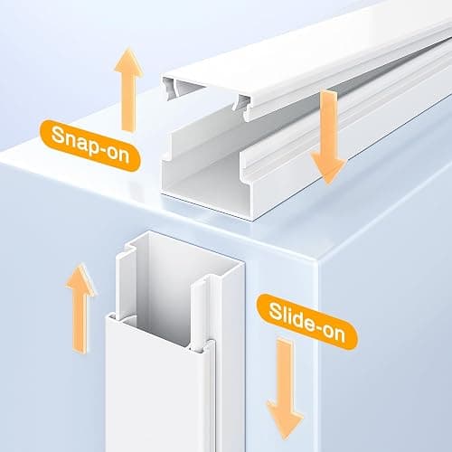 Delamu Cord Hider, 157in Wire Covers for Cords on Wall, Premium Cable Hider Cord Covers for Wires, Cable Management Wire Hiders for TV, Cable Raceway Kit, W0.95 H0.55in, White thumbnail 5