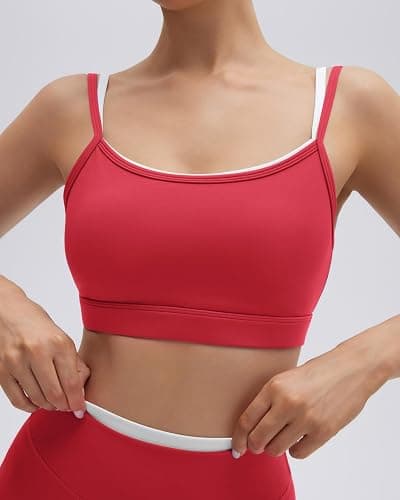 SUUKSESS 2 Piece Workout Sets Layered Sports Bra Yoga Gym Biker Shorts thumbnail 5