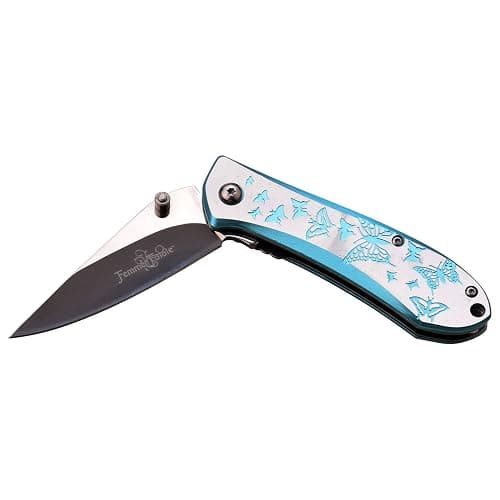 Butterfly pocket knife w/ blue/silver handle thumbnail 4