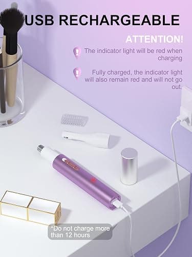 Ginity LED Display Ear and Nose Hair Trimmer Clipper for Men Women,Upgrade Rechargeable 2 in 1 Professional Painless Eyebrow & Facial Hair Trimmer with Powerful Motor and Dual-Edge Blades thumbnail 2
