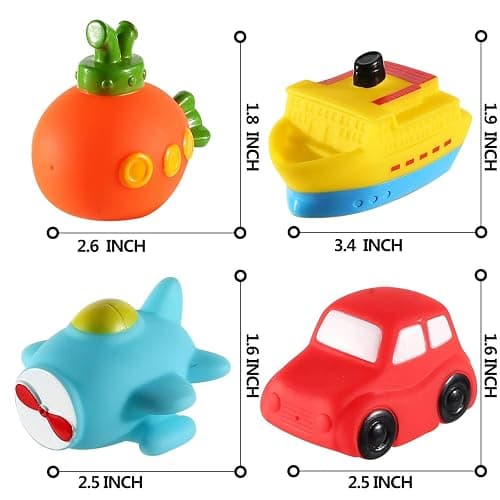 6 Packs No Hole Boat Bath Toy Set, Light up Changing Color in Water, Floating Rubber Bathtub Toys for Baby Toddler Infant Boy Girl Kid Play, Led Growing Pal in Shower Bathroom Tub or Swimming Pool thumbnail 4