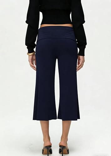 Cbsdezanos Gaucho Pants for Women Fold Over Flowy Capri Pants | Wide Leg Low Rise Yoga Capris Foldover Cropped Leggings Summer thumbnail 4