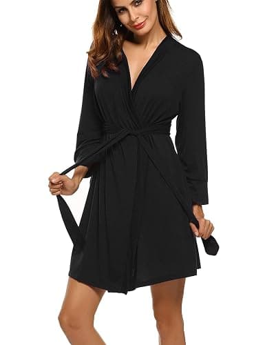 HOTOUCH Womens Robe Lightweight Short Knit Bathrobe Soft Ladies Sleepwear with Pockets - Image 1