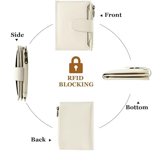Airkit Small Wallet Women RFID Blocking Soft Leather Bifold Compact Card Holder Wallet for Women with Zipper Coin Pocket 4 ID Window thumbnail 4